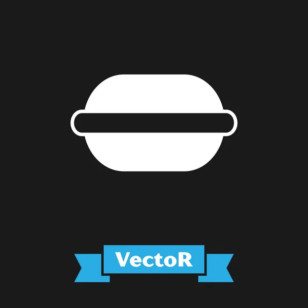 Белый Макарон кулинарный значок выделен на черном фоне. Пекарня сладкого макарона. Векторная миграция — стоковый вектор