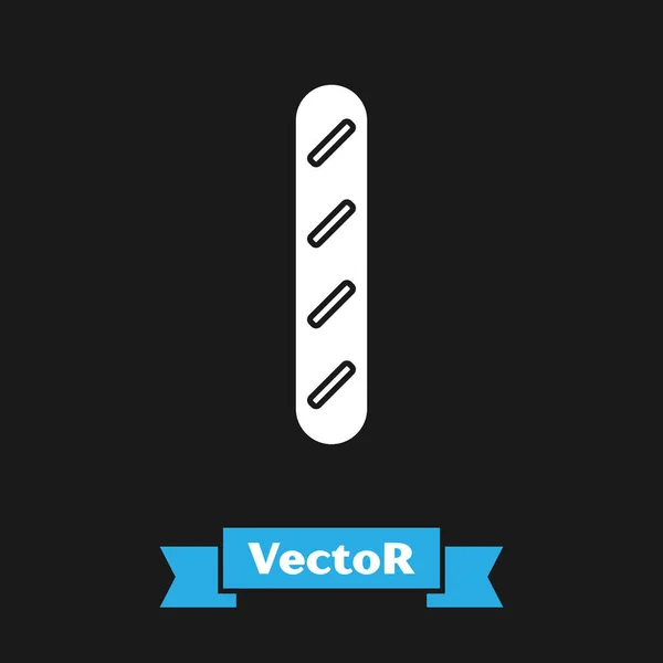 Weißes französisches Baguette-Brot-Symbol auf schwarzem Hintergrund. Vektorillustration — Stockvektor