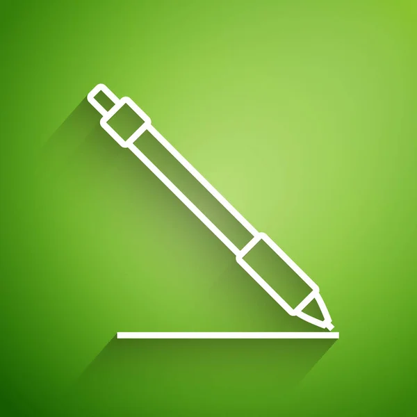 Witte lijn Pen lijn pictogram geïsoleerd op groene achtergrond. Vector Illustratie — Stockvector