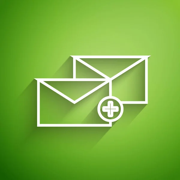 Ikon amplop garis putih diisolasi pada latar belakang hijau. Menerima konsep pesan. Baru, pesan masuk email, sms. Layanan pengiriman surat. Ilustrasi Vektor - Stok Vektor
