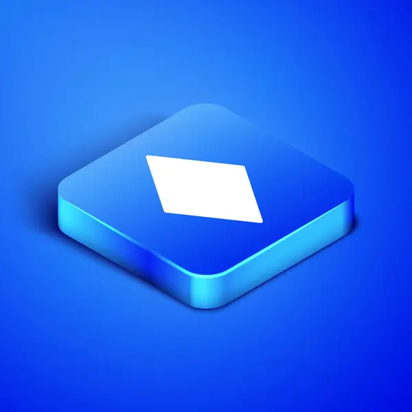 Ισομετρική κάρτα αναπαραγωγής με διαμάντια σύμβολο εικονίδιο απομονώνονται σε μπλε φόντο. Τζόγος. Μπλε τετράγωνο κουμπί. Εικονογράφηση διανύσματος — Διανυσματικό Αρχείο