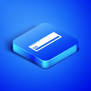 Isometric Air conditioner icon isolated on blue background. Split system air conditioning. Cool and cold climate control system. Blue square button. Vector Illustration