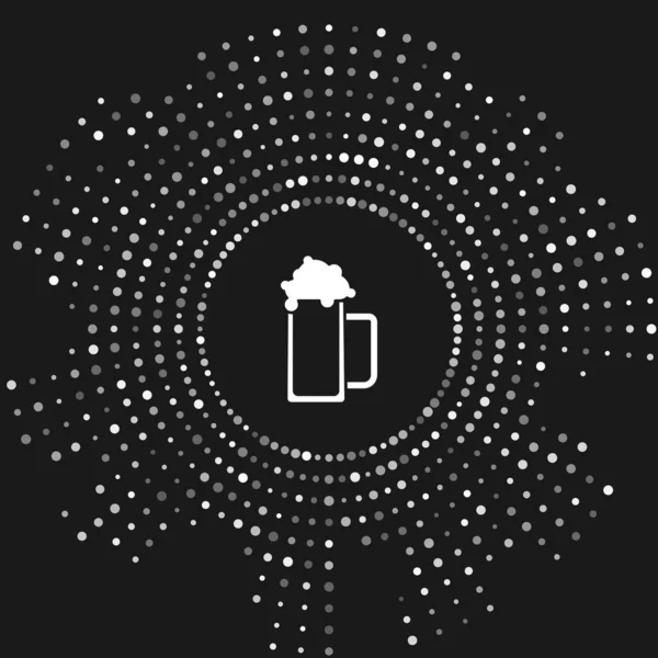 Wit glas bier pictogram geïsoleerd op grijze achtergrond. Abstracte cirkel willekeurige stippen. Vector Illustratie — Stockvector