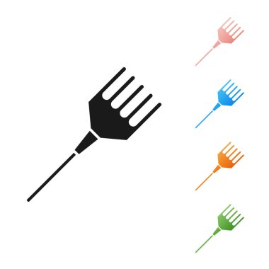 Beyaz arkaplanda siyah saç fırçası simgesi izole edildi. Taraklı saç işareti. Berber sembolü. Simgeleri renklendirin. Vektör İllüstrasyonu