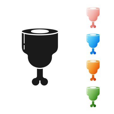 Beyaz arka planda siyah tavuk bacak ikonu izole edildi. Tavuk budu. Simgeleri renklendirin. Vektör İllüstrasyonu