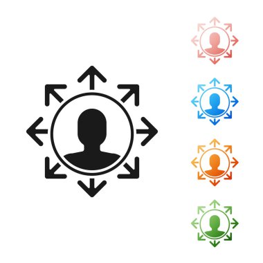 Siyah Proje ekip taban simgesi beyaz arkaplanda izole edildi. İş analizi ve planlama, danışmanlık, takım çalışması, proje yönetimi. Simgeleri renklendirin. Vektör İllüstrasyonu