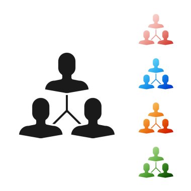 Siyah Proje ekip taban simgesi beyaz arkaplanda izole edildi. İş analizi ve planlama, danışmanlık, takım çalışması, proje yönetimi. Simgeleri renklendirin. Vektör İllüstrasyonu