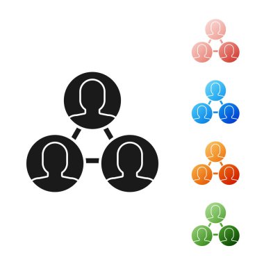 Siyah Proje ekip taban simgesi beyaz arkaplanda izole edildi. İş analizi ve planlama, danışmanlık, takım çalışması, proje yönetimi. Simgeleri renklendirin. Vektör İllüstrasyonu