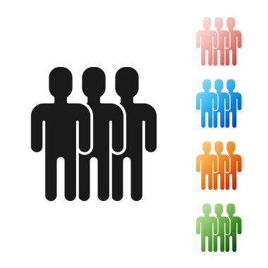 Siyah kullanıcılar Grup simgesi beyaz arka planda yalıtılmış. İnsan grubu simgesi. İş avatar sembolü-kullanıcılar profil simgesi. Simgeler renkli ayarlayın. Vektör Illustration