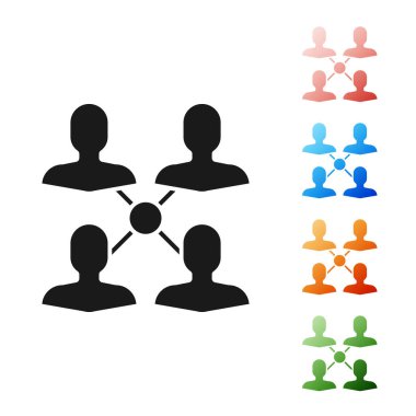 Siyah Proje ekip taban simgesi beyaz arkaplanda izole edildi. İş analizi ve planlama, danışmanlık, takım çalışması, proje yönetimi. Simgeleri renklendirin. Vektör İllüstrasyonu