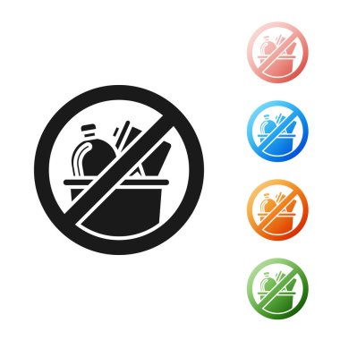 Beyaz arkaplanda siyah çöp simgesi yok. Simgeleri renklendirin. Vektör İllüstrasyonu