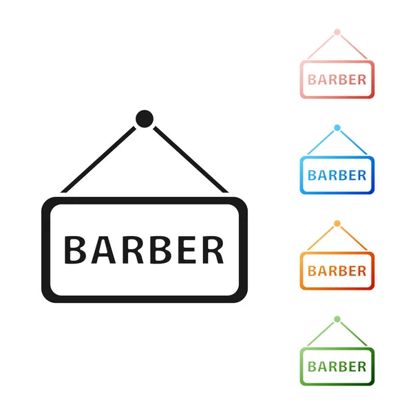 Icône Barbier noir isolé sur fond blanc. Logo ou enseigne du coiffeur. Définir des icônes colorées. Illustration vectorielle — Image vectorielle