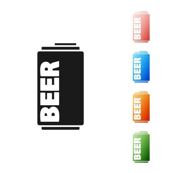 Black Beer pode ícone isolado no fundo branco. Definir ícones coloridos. Ilustração vetorial — Vetor de Stock