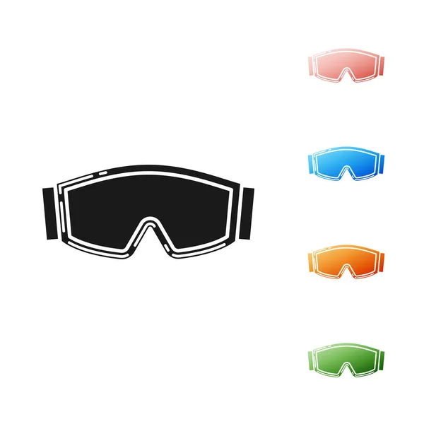 Black Ski goggles icon isolated on white background. Extreme sport. Sport equipment. Set icons colorful. Vector Illustration — Stock Vector