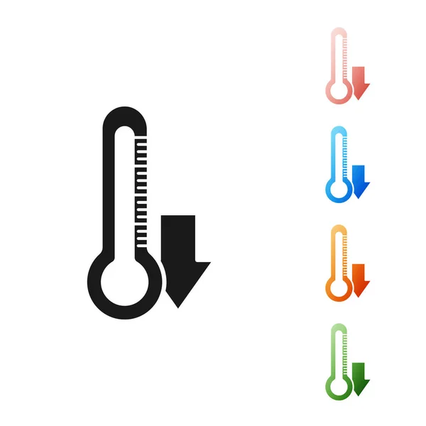 Svart termometer ikon isolerad på vit bakgrund. Ställ ikoner färgglada. Vektor Illustration — Stock vektor