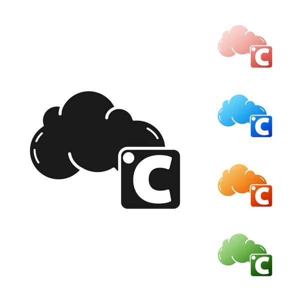 Icono de Black Celsius y cloud aislado sobre fondo blanco. Establecer iconos de colores. Ilustración vectorial — Vector de stock