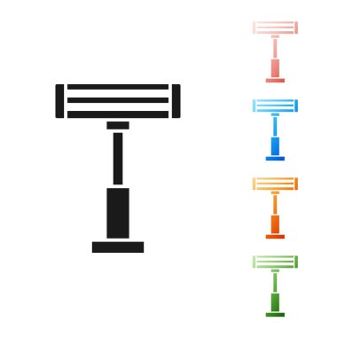 Siyah elektrikli ısıtıcı simgesi beyaz arkaplanda izole edildi. Uzaktan kumandalı kızıl ötesi ısıtıcı. Klima kontrolü. Simgeleri renklendirin. Vektör İllüstrasyonu