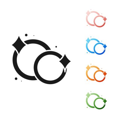 Siyah bulaşık ikonu beyaz arkaplanda izole edilmiş. Bulaşık yıkama ikonu. Bulaşık makinesi tabelası. Masa takımı tabelası temiz. Simgeleri renklendirin. Vektör İllüstrasyonu