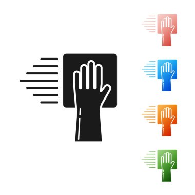 Siyah Temizleme servisi simgesi beyaz arkaplanda izole edildi. Simgeleri renklendirin. Vektör İllüstrasyonu