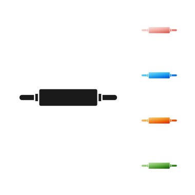 Beyaz arkaplanda siyah yuvarlanan pin simgesi izole edildi. Simgeleri renklendirin. Vektör İllüstrasyonu