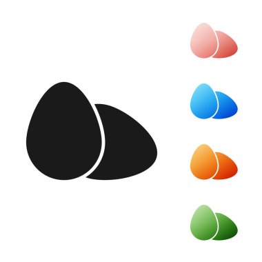 Siyah Tavuk yumurta ikonu beyaz arkaplanda izole edilmiş. Simgeleri renklendirin. Vektör İllüstrasyonu