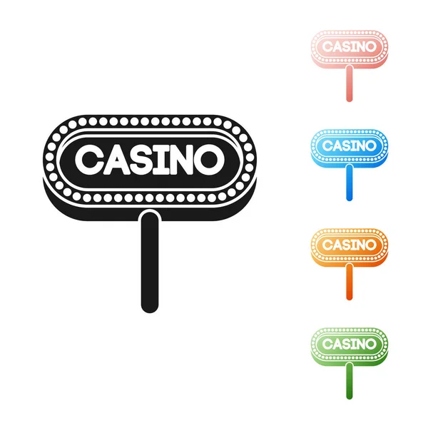 Black Casino icono del letrero aislado sobre fondo blanco. Establecer iconos de colores. Ilustración vectorial — Vector de stock