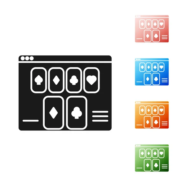 Black Online poker table game icon isolated on white background. Online casino. Set icons colorful. Vector Illustration — Stock Vector