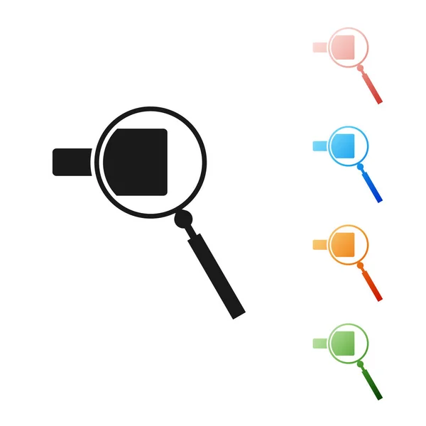 Black Magnifying glass icon isolated on white background. Search, focus, zoom, business symbol. Set icons colorful. Vector Illustration — Stock Vector