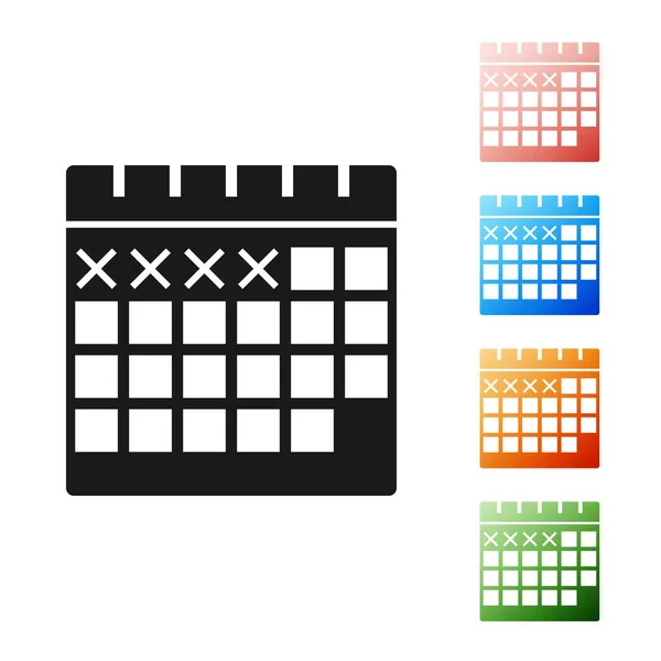 Czarny Kalendarz ikona izolowany na białym tle. Zestaw ikon kolorowe. Ilustracja wektora — Wektor stockowy