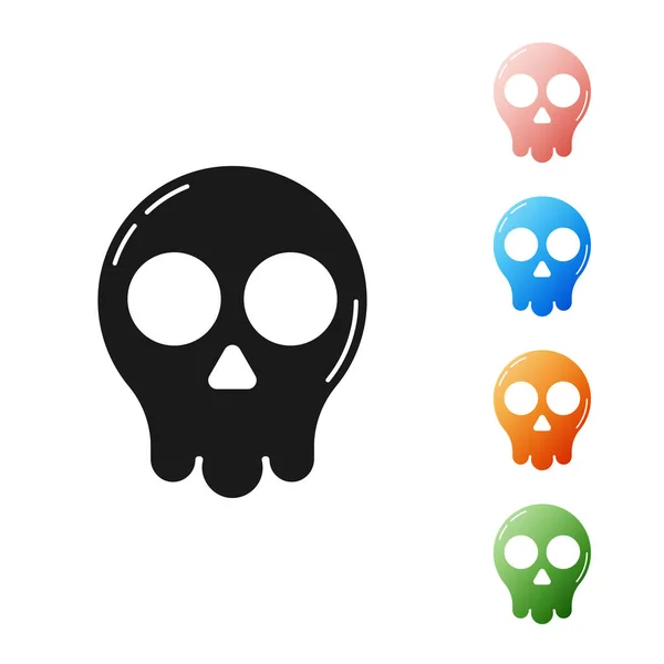 Icono de Black Skull aislado sobre fondo blanco. Feliz fiesta de Halloween. Establecer iconos de colores. Ilustración vectorial — Vector de stock