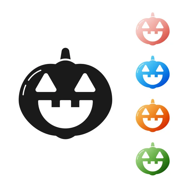 Svart pumpa ikon isolerad på vit bakgrund. Glad halloweenfest. Ställ ikoner färgglada. Vektor Illustration — Stock vektor