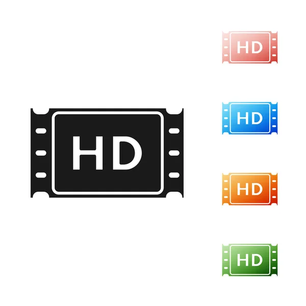 Black 4k movie, tape, frame icon isolated on white background. Set icons colorful. Vector Illustration — Stock Vector