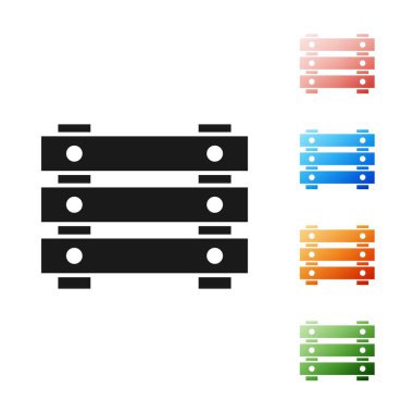 Beyaz arka planda izole edilmiş siyah askeri mühimmat kutusu. Simgeleri renklendirin. Vektör İllüstrasyonu