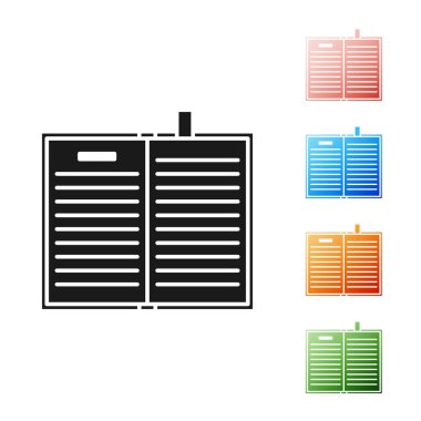 Siyah Açık bilim kitabı simgesi beyaz arkaplanda izole edildi. Simgeleri renklendirin. Vektör İllüstrasyonu