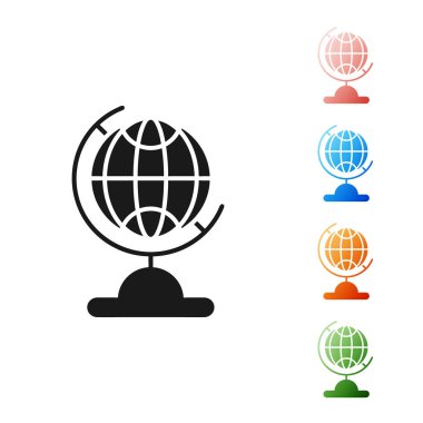 Beyaz arka planda izole edilmiş Kara Dünya ikonu. Simgeleri renklendirin. Vektör İllüstrasyonu