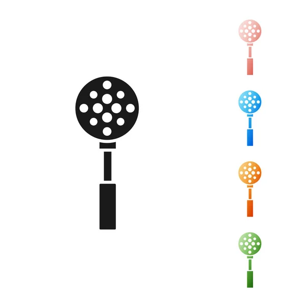 Icône Spatule noire isolée sur fond blanc. Icône de spatule de cuisine. Signe de spatule de barbecue. Barbecue et outil de grill. Définir des icônes colorées. Illustration vectorielle — Image vectorielle