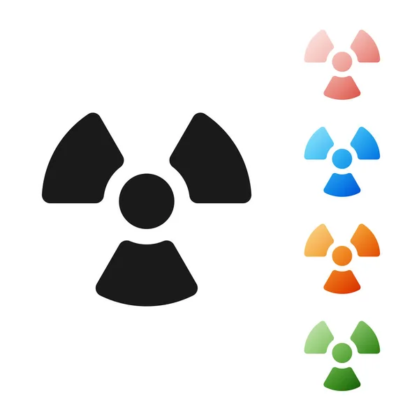 Schwarzes radioaktives Symbol isoliert auf weißem Hintergrund. radioaktives giftiges Symbol. Strahlengefahrenzeichen. setzen Symbole bunt. Vektorillustration — Stockvektor