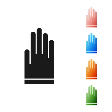 Siyah Eldiven simgesi beyaz arkaplanda izole edildi. Olağanüstü bir spor. Su altı ekipmanları. Simgeleri renklendirin. Vektör İllüstrasyonu