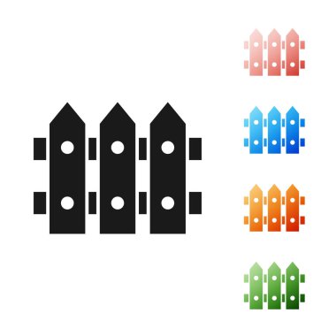 Siyah Bahçe çiti ahşap ikonu beyaz arka planda izole edilmiş. Simgeleri renklendirin. Vektör İllüstrasyonu