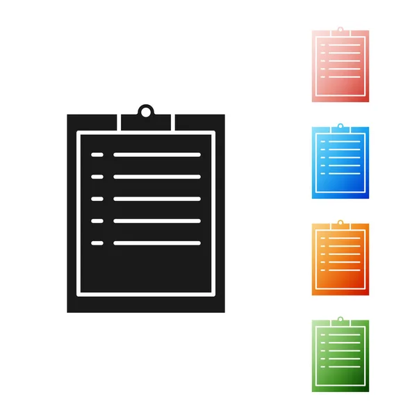 Área de transferência preta com ícone de lista de verificação isolado no fundo branco. Definir ícones coloridos. Ilustração vetorial — Vetor de Stock