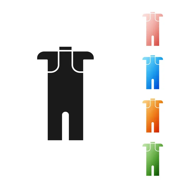 Traje de neopreno negro para el icono del buceo aislado sobre fondo blanco. Equipo submarino de buceo. Establecer iconos de colores. Ilustración vectorial — Vector de stock