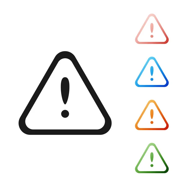 Schwarzes Ausrufezeichen im Dreieck-Symbol isoliert auf weißem Hintergrund. Gefahrenwarnschild, Vorsicht, Achtung, Gefahrenwarnung wichtiges Zeichen. setzen Symbole bunt. Vektorillustration — Stockvektor