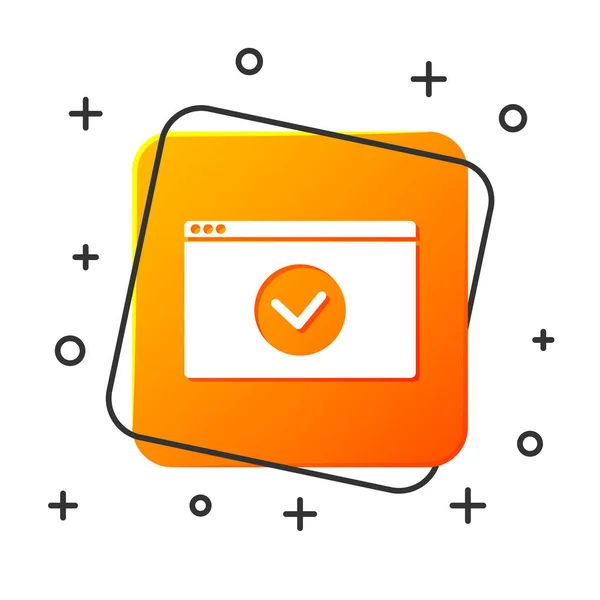 Branco Proteja seu site com HTTPS, ícone SSL isolado no fundo branco. Protocolo de comunicação na Internet. Botão quadrado laranja. Ilustração vetorial — Vetor de Stock