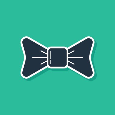 Yeşil arkaplanda mavi papyon simgesi izole edildi. Vektör İllüstrasyonu