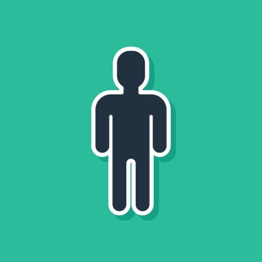 Yeşil arka planda mavi takım elbiseli adam ikonu izole edildi. İş simgesi kullanıcı profili simgesi simgesi. Erkek kullanıcı işareti. Vektör İllüstrasyonu