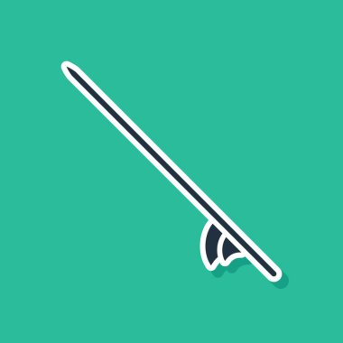 Yeşil arkaplanda mavi sörf tahtası simgesi izole edildi. Sörf tahtası. Olağanüstü bir spor. Spor malzemeleri. Vektör İllüstrasyonu