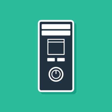 Mavi Akıllı ev simgesi yeşil arka planda yalıtılmış. Uzaktan kumanda. Vektör İllüstrasyonu