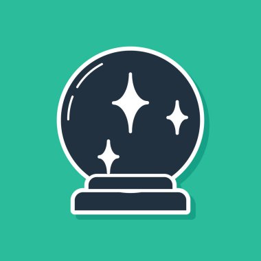 Mavi Magic topu simgesi yeşil arka plan üzerinde izole. Kristal top. Vektör İllüstrasyonu