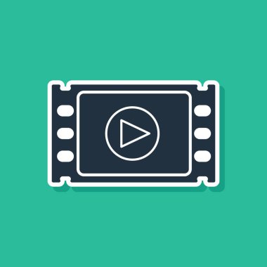 Mavi Oyun Görüntü simgesi yeşil arkaplanda izole edildi. Oyun işaretli film şeridi. Vektör İllüstrasyonu