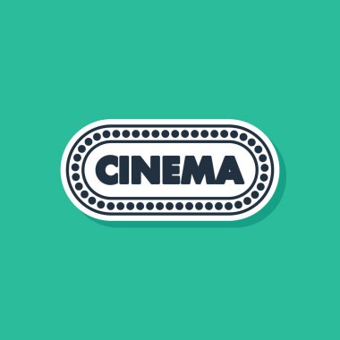 Mavi Sinema poster tasarım şablonu yeşil arkaplanda izole edilmiş. Film zamanı konsept pankart tasarımı. Vektör İllüstrasyonu